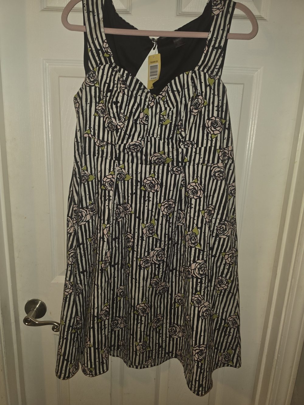 Torrid Black & White Striped Floral Midi Dress SIZE 12 sexy Date Retro Chic